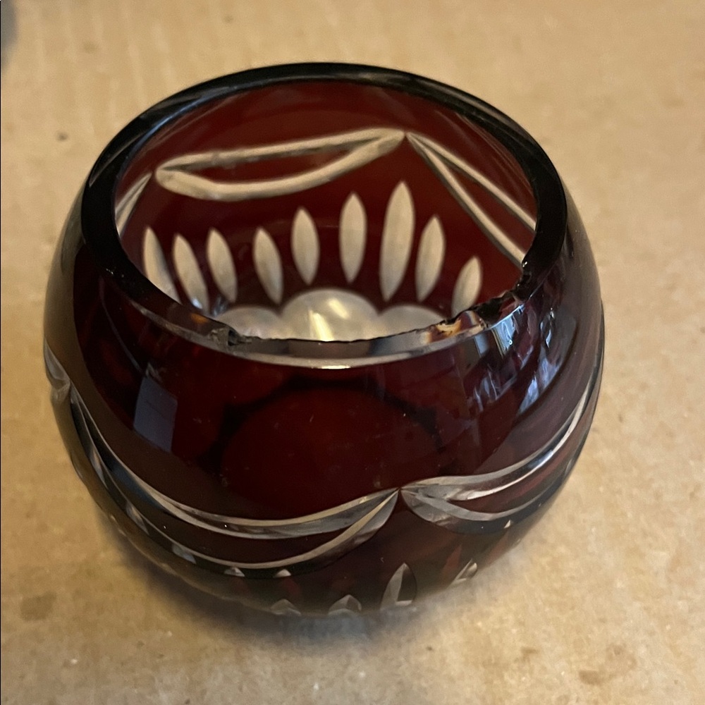 Elegant Red Glass Candle Holder
Ruby cut back to clear